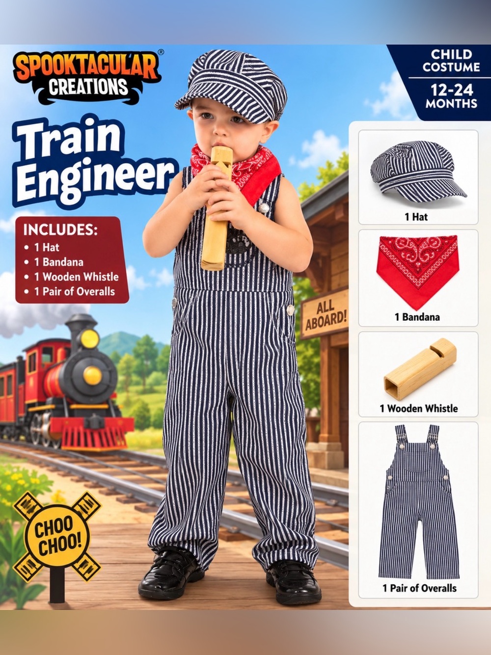 Spooktacular Creations Train Engineer Halloween Costume 12-24 Months Toddler